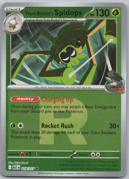 Team Rocket's Spidops 019 Energy Holo Grass Card - Ascended Heroes