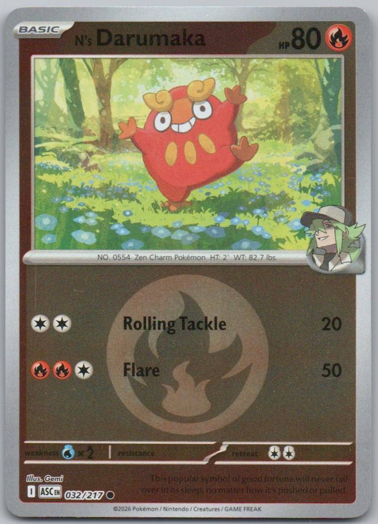 N's Darumaka 032 Energy Holo Fire Card - Ascended Heroes