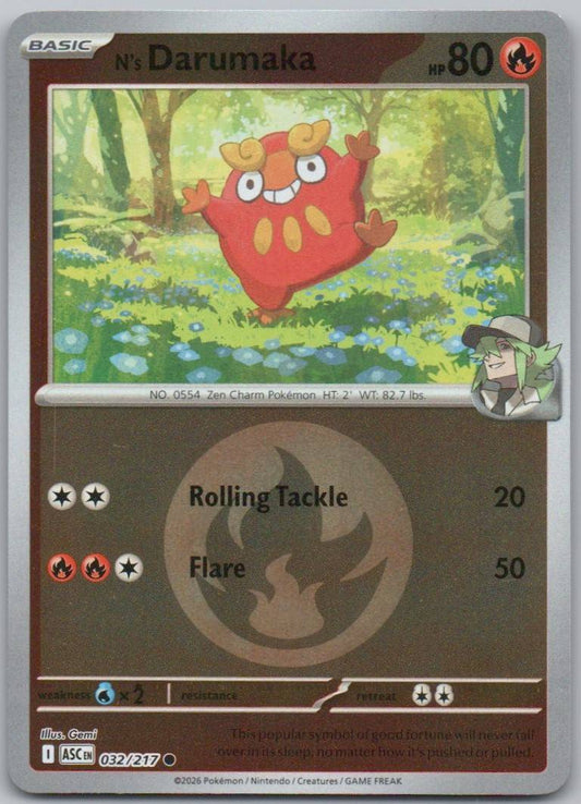 N's Darumaka 032 Energy Holo Fire Card - Ascended Heroes