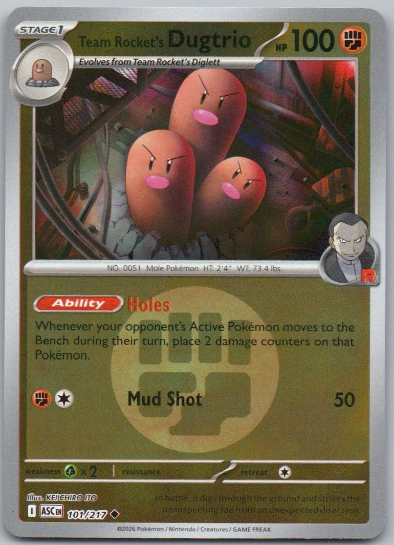 Team Rocket's Dugtrio 101 Energy Holo Fighting Card - Ascended Heroes
