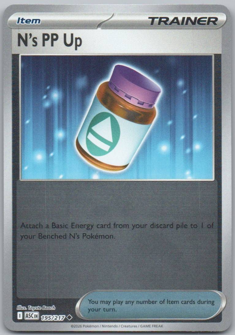 N's PP Up 195 Energy Holo Trainer Card - Ascended Heroes