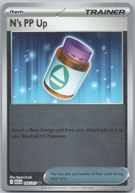 N's PP Up 195 Energy Holo Trainer Card - Ascended Heroes