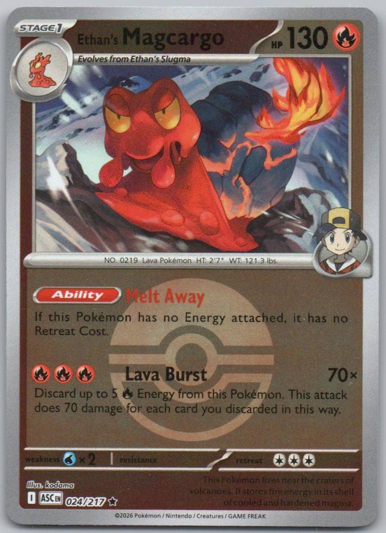Ethan's Magcargo 024 Poke Ball Fire Card - Ascended Heroes