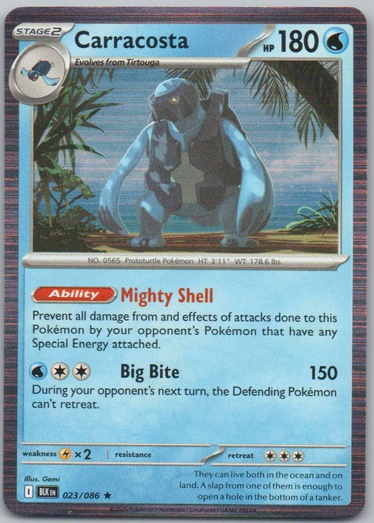 Carracosta 023 Holo Water Card - Black Bolt