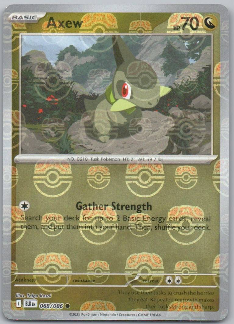 Axew 068 Master Ball Dragon Card - Black Bolt