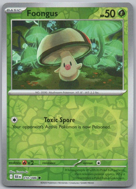 Foongus 010 Reverse Holo Grass Card - Black Bolt