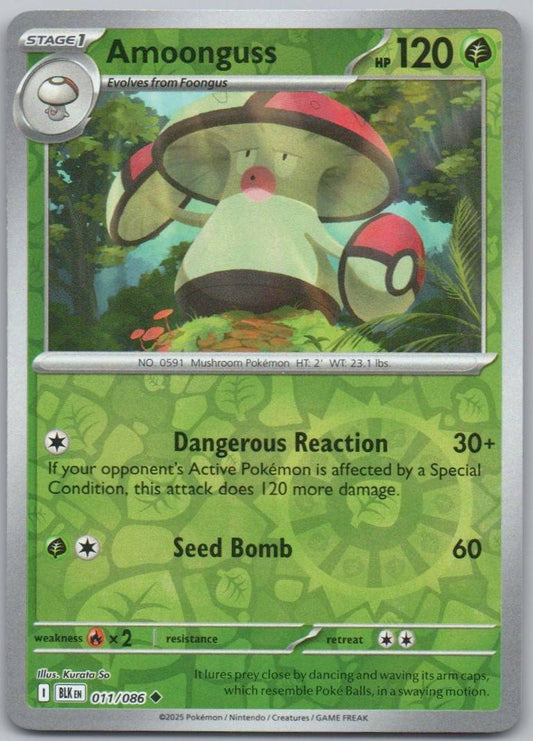 Amoongus 011 Reverse Holo Grass Card - Black Bolt