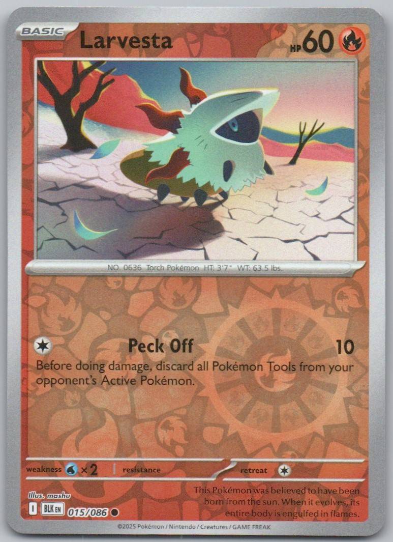 Larvesta 015 Reverse Holo Fire Card - Black Bolt