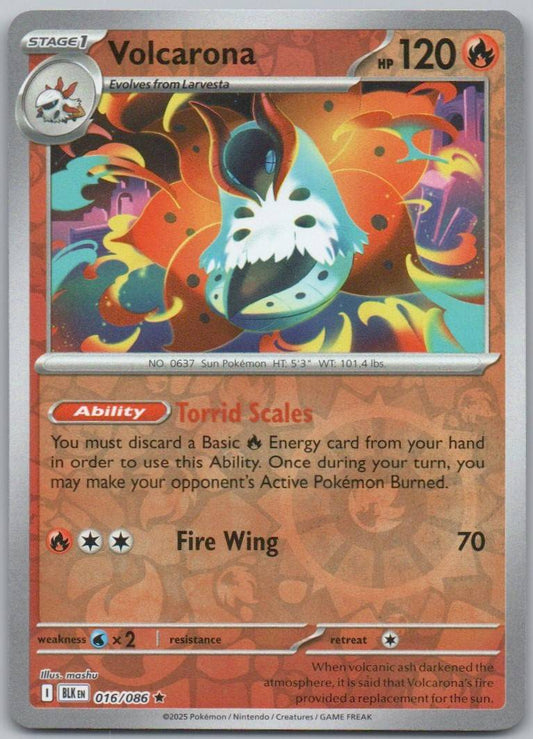 Volcarona 016 Reverse Holo Fire Card - Black Bolt