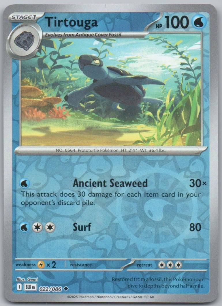 Tirtouga 022 Reverse Holo Water Card - Black Bolt