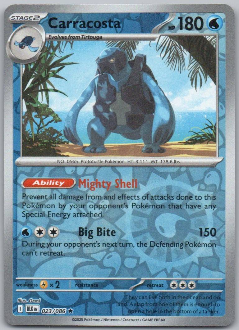 Carracosta 023 Reverse Holo Water Card - Black Bolt