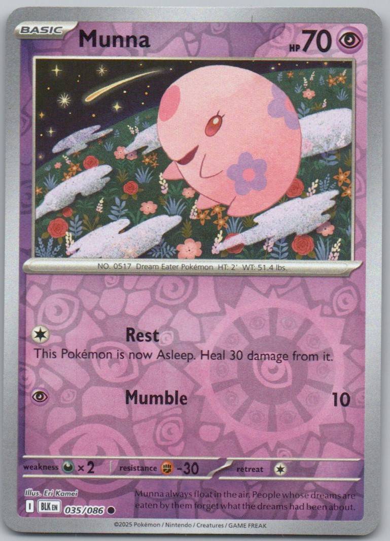 Munna 035 Reverse Holo Psychic Card - Black Bolt