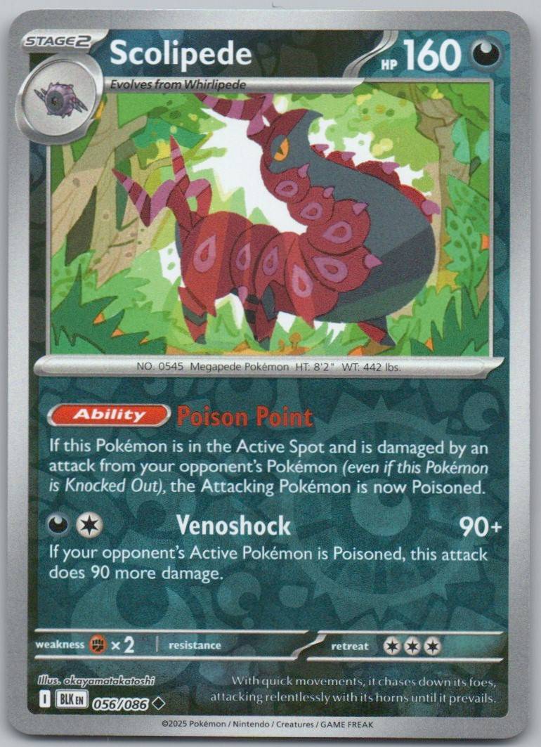 Scolipede 056 Reverse Holo Darkness Card - Black Bolt