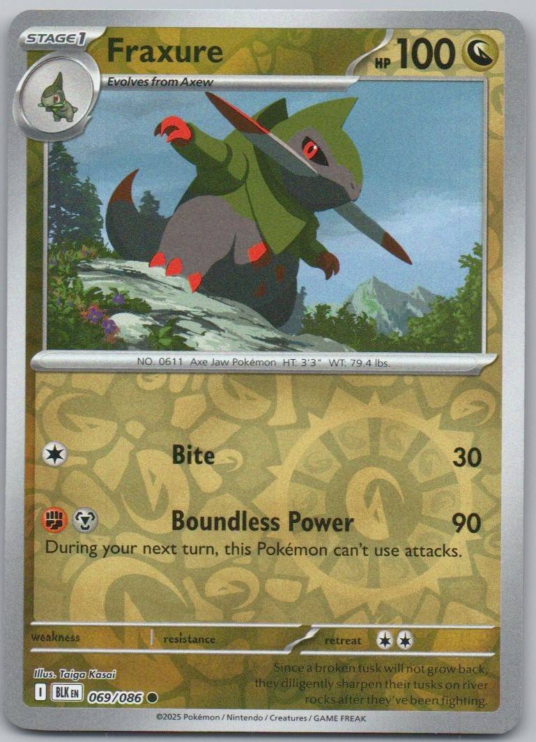 Fraxure 069 Reverse Holo Dragon Card - Black Bolt