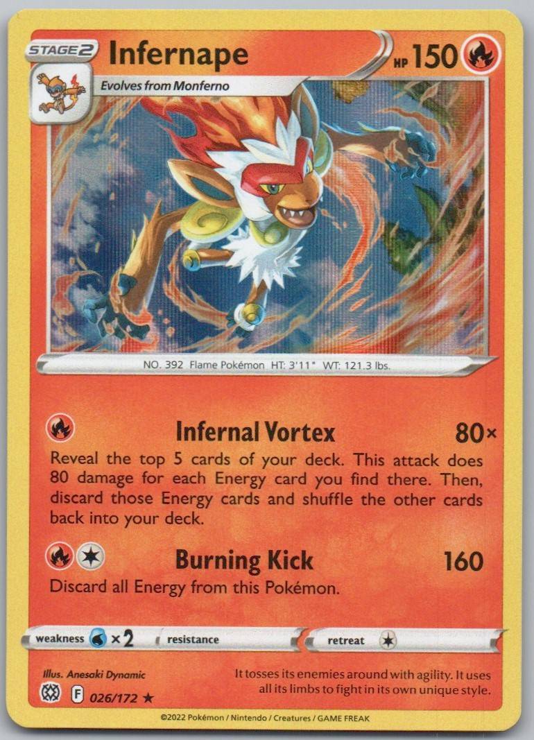 Infernape 026 Holo Fire Card - Brilliant Stars