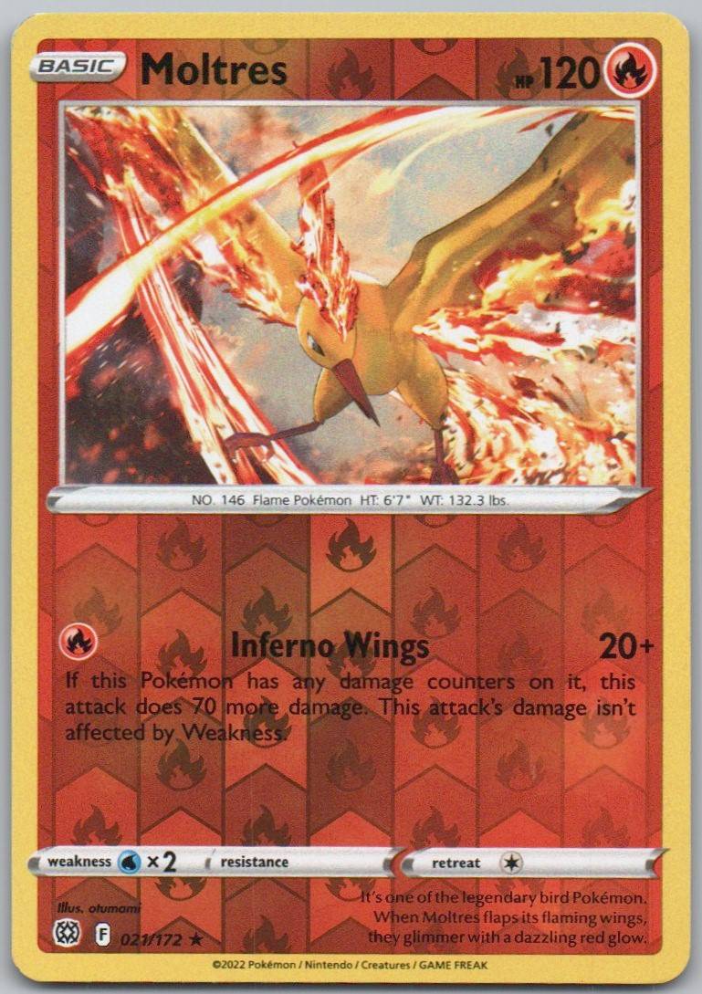 Moltres 021 Reverse Holo Fire Card - Brilliant Stars