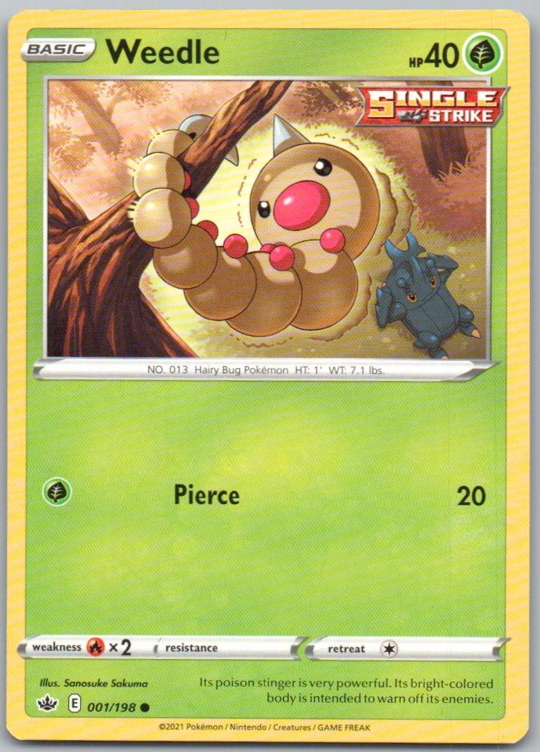 Weedle 001 Normal Grass Card - Chilling Reign