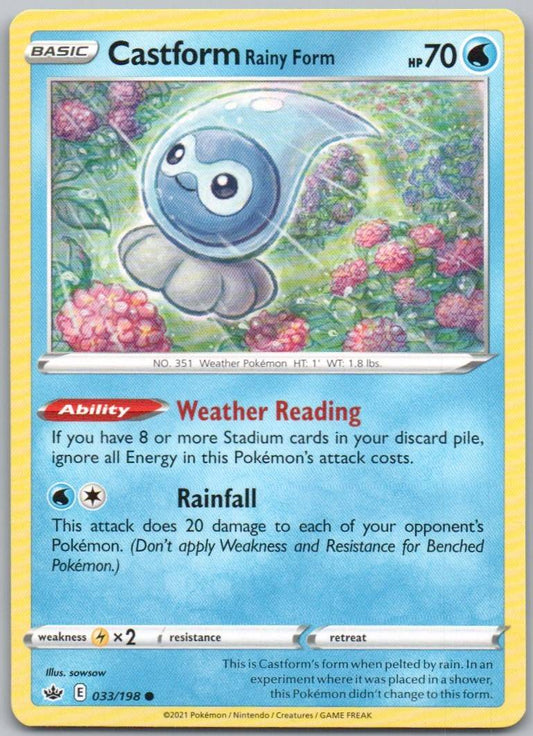 Castform Rainy Form 033 Normal Water Card - Chilling Reign