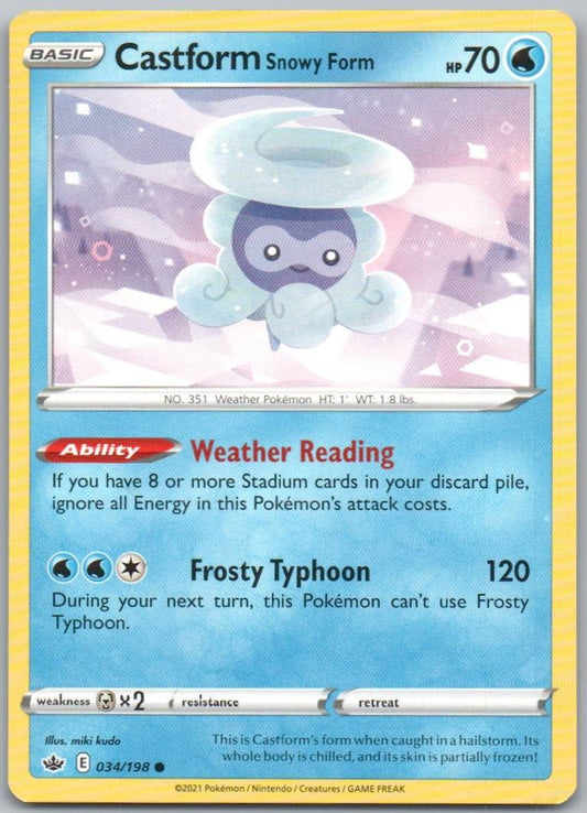 Castform Snowy Form 034 Normal Water Card - Chilling Reign
