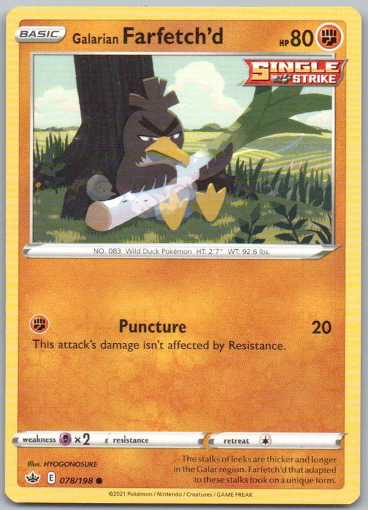 Galarian Farfetch'd 078 Normal Fighting Card - Chilling Reign