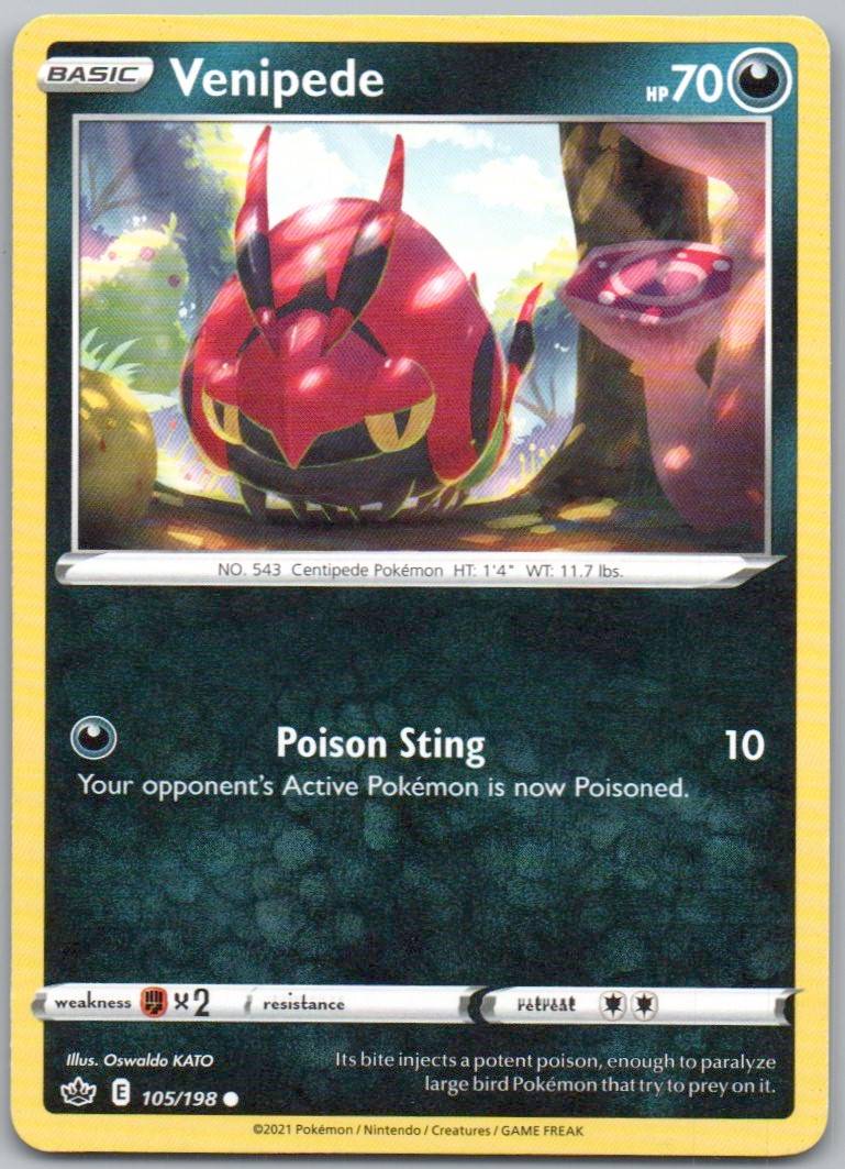 Venipede 105 Normal Darkness Card - Chilling Reign