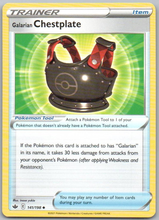 Galarian Chestplate 141 Normal Trainer Card - Chilling Reign