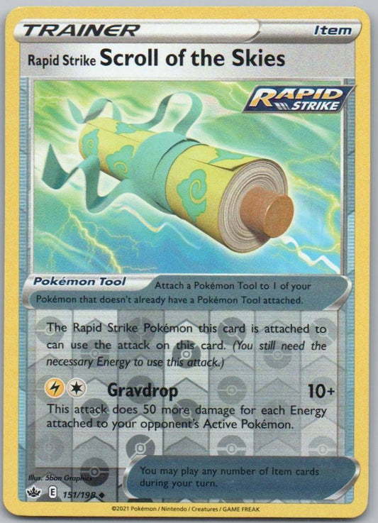 Rapid Strike Scroll of the Skies 151 Reverse Holo Trainer Card - Chilling Reign