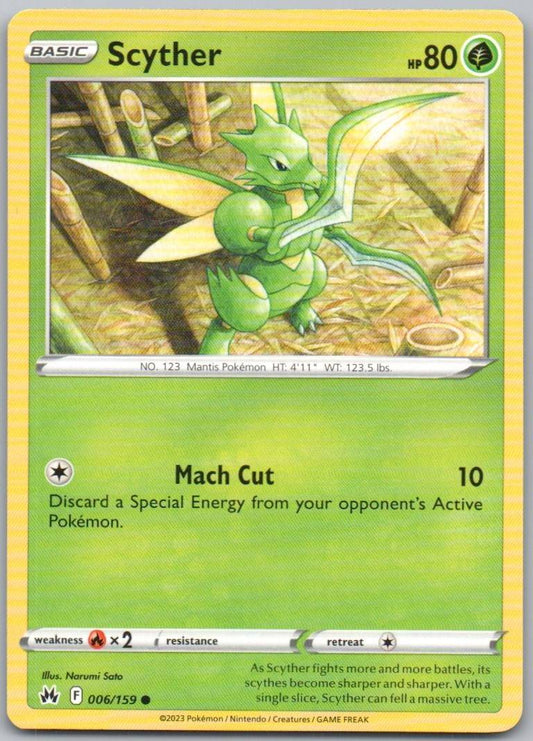 Scyther 006 Normal Grass Card - Crown Zenith
