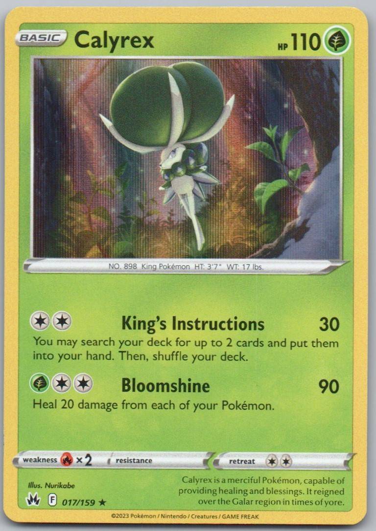 Calyrex 017 Holo Grass Card - Crown Zenith