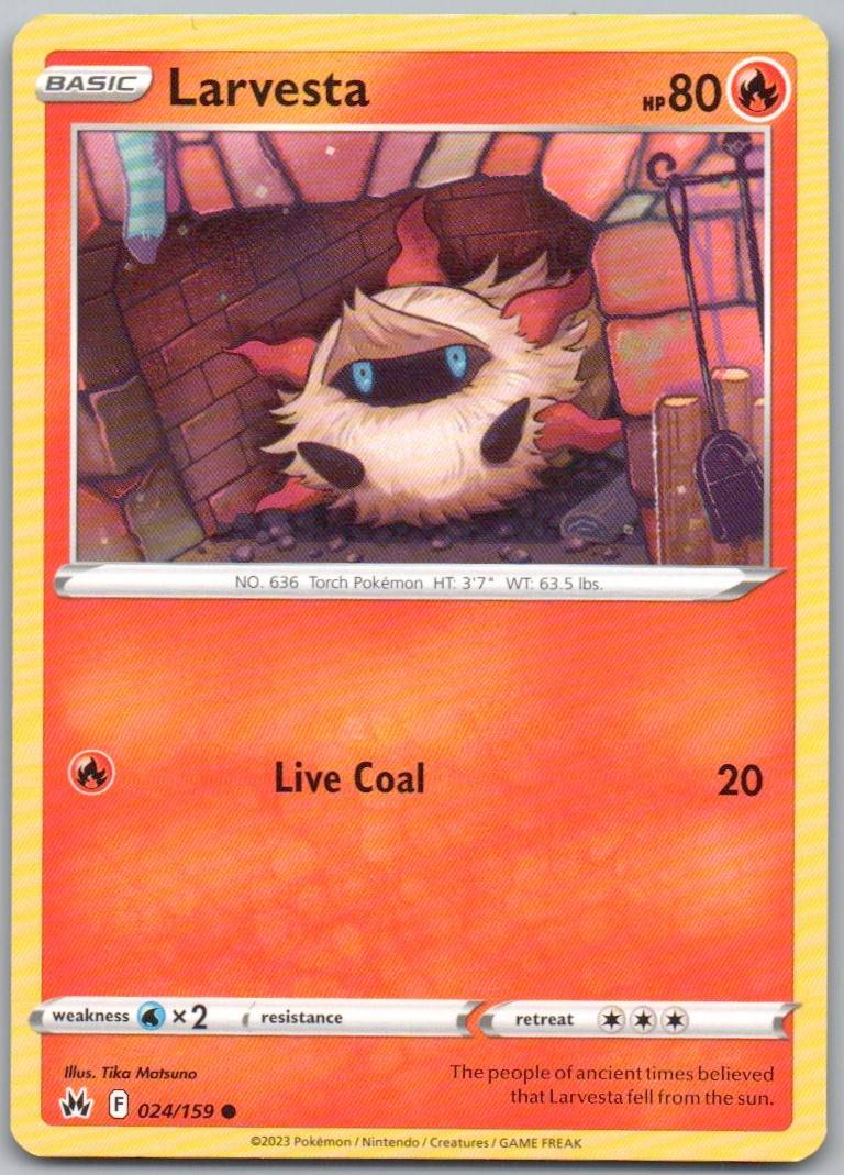 Larvesta 024 Normal Fire Card - Crown Zenith
