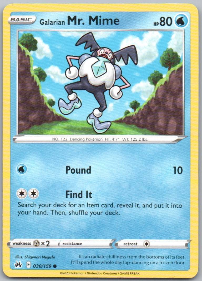 Galarian Mr. Mime 030 Normal Water Card - Crown Zenith
