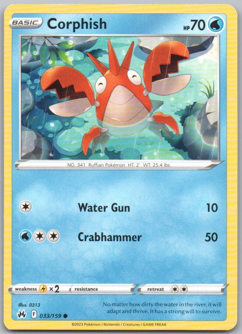 Corphish 033 Normal Water Card - Crown Zenith