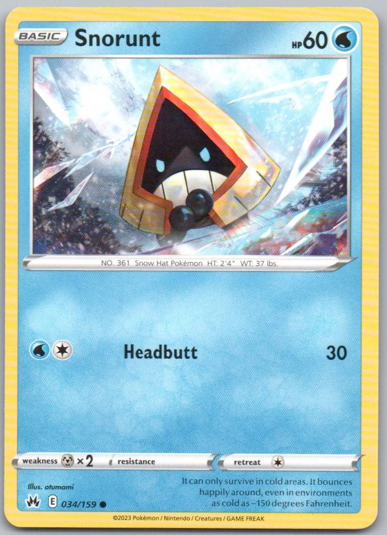 Snorunt 034 Normal Water Card - Crown Zenith