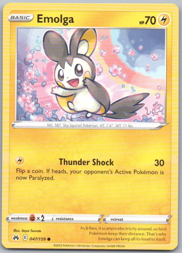 Emolga 047 Normal Lightning Card - Crown Zenith