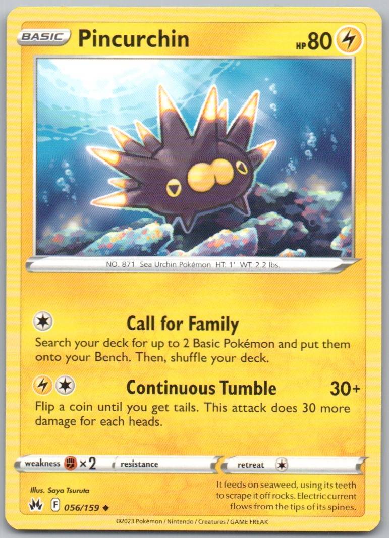Pincurchin 056 Normal Lightning Card - Crown Zenith