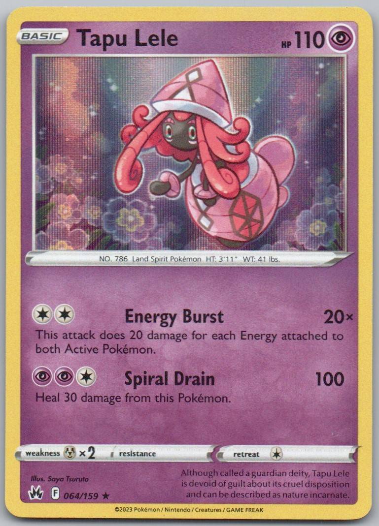 Tapu Lele 064 Holo Psychic Card - Crown Zenith