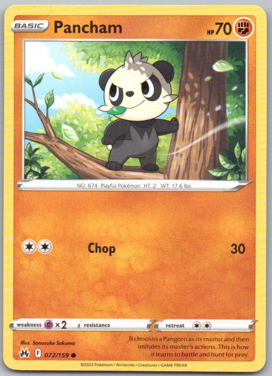 Pancham 072 Normal Fighting Card - Crown Zenith