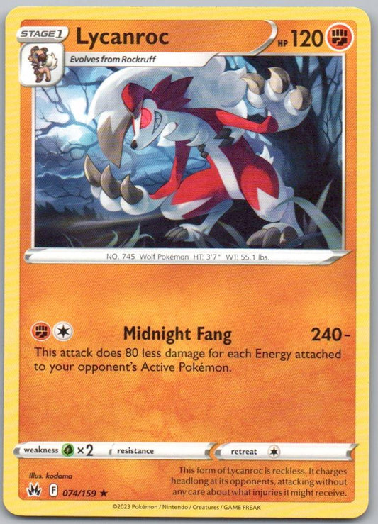Lycanroc 074 Normal Fighting Card - Crown Zenith