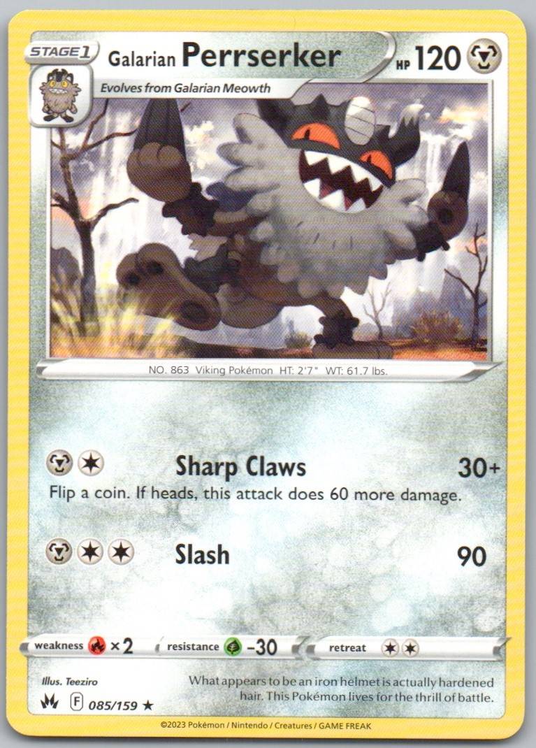 Galarian Perrserker 085 Normal Steel Card - Crown Zenith