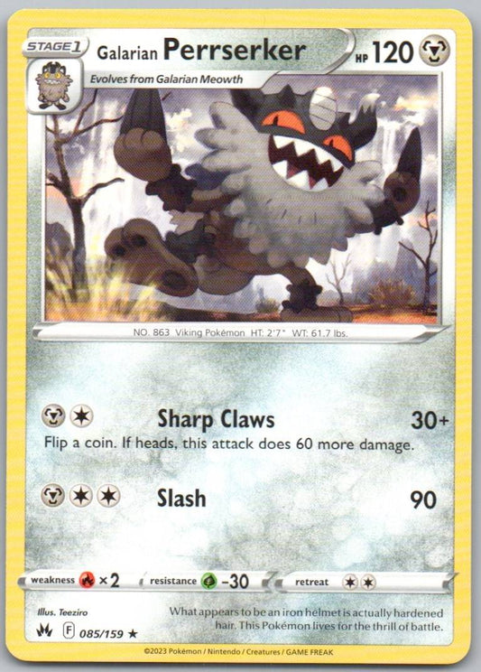 Galarian Perrserker 085 Normal Steel Card - Crown Zenith
