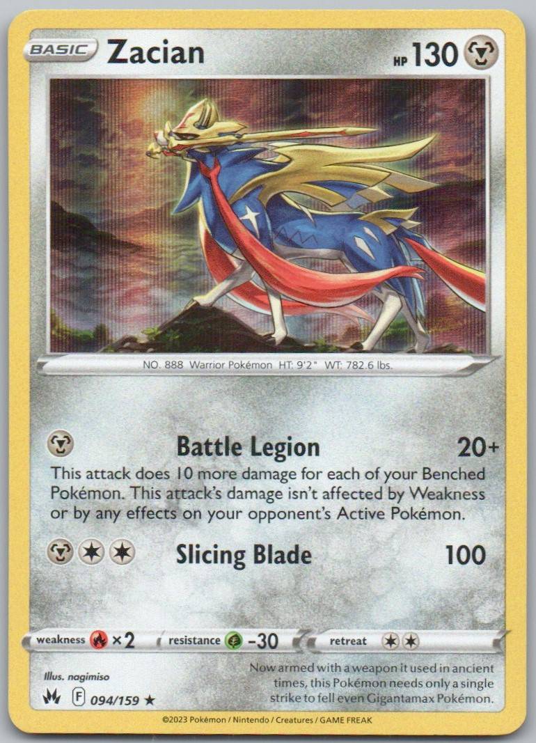 Zacian 094 Holo Steel Card - Crown Zenith