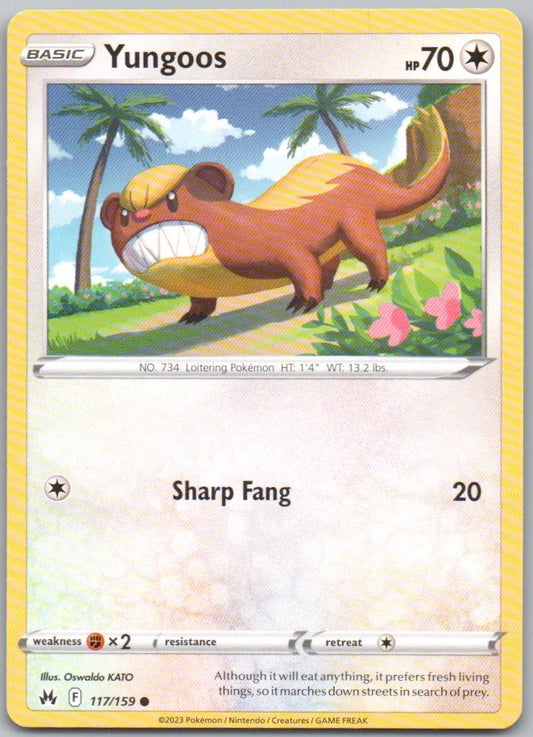 Yungoos 117 Normal Colorless Card - Crown Zenith