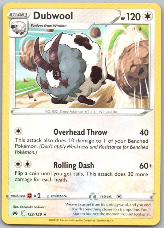 Dubwool 122 Normal Colorless Card - Crown Zenith