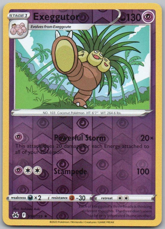Exeggutor 058 Reverse Holo Psychic Card - Crown Zenith
