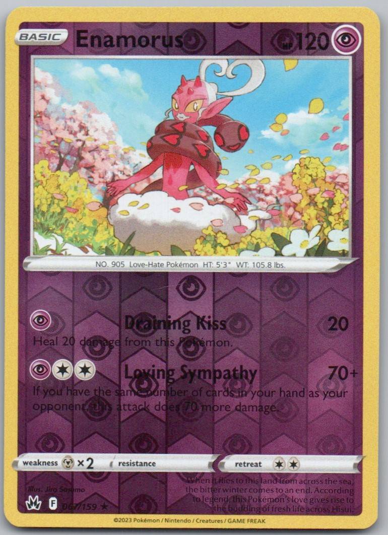 Enamorus 067 Reverse Holo Psychic Card - Crown Zenith