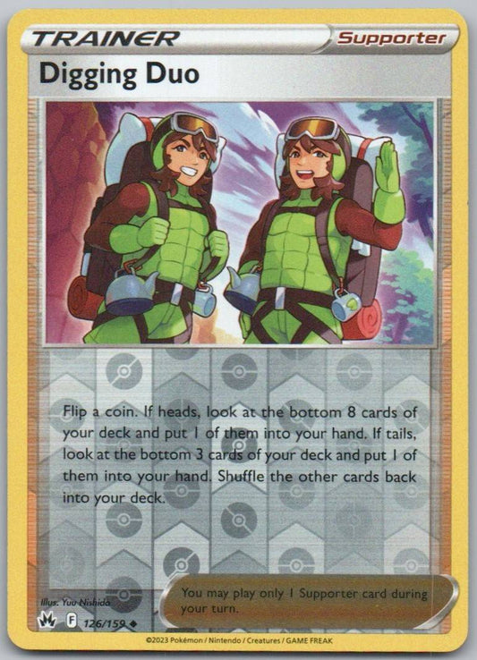 Digging Duo 126 Reverse Holo Trainer Card - Crown Zenith