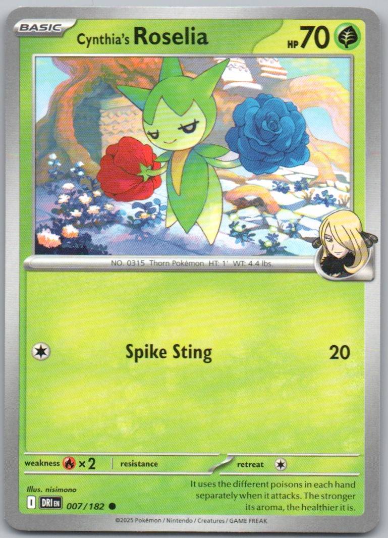 Cynthia's Roserade 008 Reverse Holo Grass Card - Destined Rivals