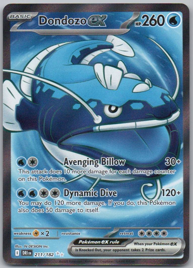 Dondozo EX 211 Holo Water Card - Destined Rivals
