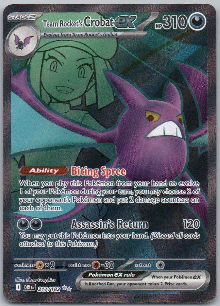 Team Rocket's Crobat EX 217 Holo Darkness Card - Destined Rivals