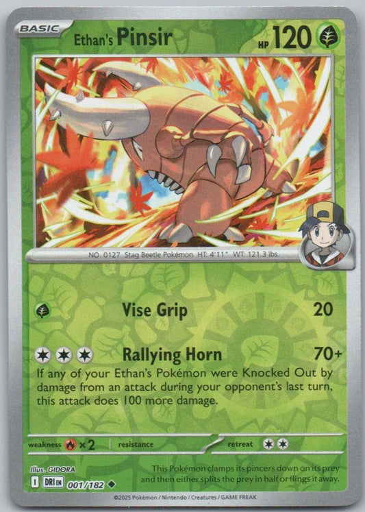 Ethan's Pinsir 001 Reverse Holo Grass Card - Destined Rivals